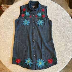 J. Jill Embroidered Chambray Tunic Top – Women’s Small‎